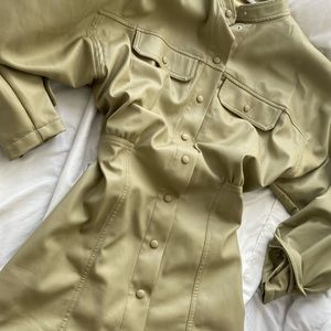 Zara Faux Leather Green Mini Dress - Sz Medium